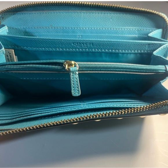 Coach Teal Studded Women's Wallet - Picture 2 of 7